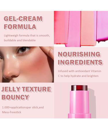 4 Colors Cooling Water Jelly Tint/Blush | Multi-Use Cheek & Lip Gloss | Long-Lasting Vivid Color - Chill (Poppy Pink Coral Berry Red - Buy Online on SooperMarket.com