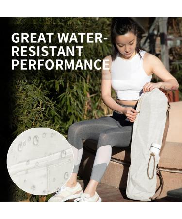 EnjoyActive Premium Waterproof Yoga Mat Bag | Adjustable Strap, Multi Pockets | 2 Sizes | Perfect Carrier for 1/4 or 1/2 Thick Mats | Ideal for Gym, Beach, Park, Travel | Women & Men - White - Buy Online on SooperMarket.com