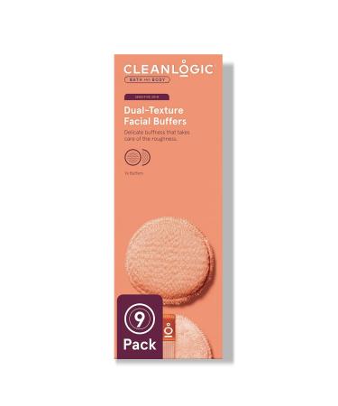 Cleanlogic Bath & Body Dual-Texture Facial Buffers for Sensitive Skin Removes Makeup & Exfoliates Dull & Dry Skin vegan-Friendly-Pack of 9