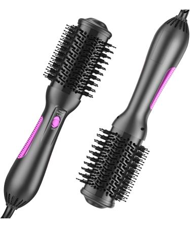 2-in-1 Hot Air Hair Dryer Brush Styler | Ceramic Titanium Barrel | Anti-Frizz | Grey-Purple - Buy Online on SooperMarket.com