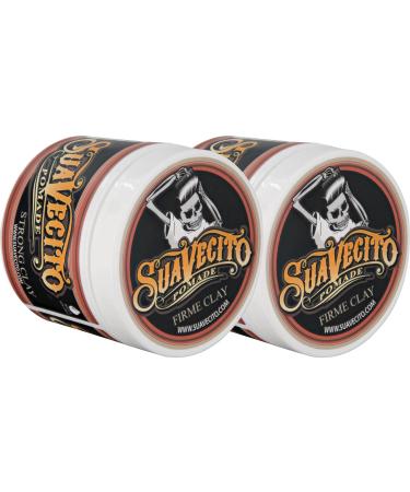 Suavecito Pomade Firme Clay 4 oz, 2 Pack - Strong Hold Hair Clay For Men - Low Shine Matte Hair Clay Pomade For Natural Texture Hairstyles 4 Ounce (Pack of 2)