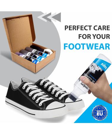 Kaps 4 Sneakers Shoe Care Cleaning Kit - Sneakers Gel Cleaner Water Repellent Protector Spray Odour Eliminator 100 ml Nubuck and Suede Brush Suitable for Trainer Suede Leather and Nubuck Shoes - Buy Online on SooperMarket.com
