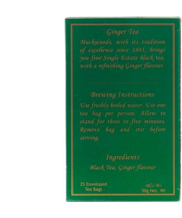 MACKWOODS GINGER FLAVOURED SINGLE ESTATE BLACK TEA IN 25 ENVELOPED TEA BAGS - Buy Online on SooperMarket.com