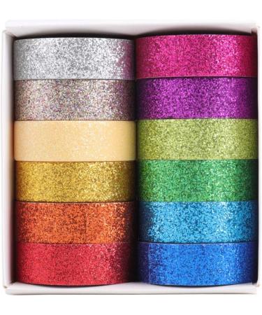 DIY Glitter Washi Tape Set - 12 Rolls Sparkle Decorative Masking Tape for Art & Crafts (Dark) - Buy Online on SooperMarket.com