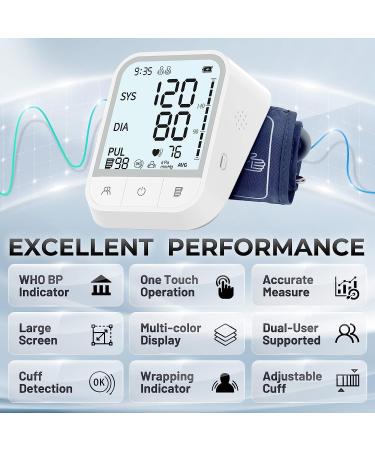 AOJOO Automatic Upper Arm Blood Pressure Monitor with Large LCD Display - Adjustable Digital BP Cuff Kit - 198 Sets Memory - Storage Bag, White - Buy Online on SooperMarket.com