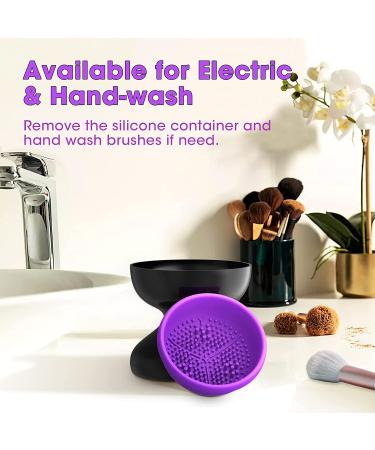 Electric Makeup Brush Cleaner Set - Automatic Spinner, Cleaning Mat - Christmas Gift for Her - Purple - Buy Online on SooperMarket.com