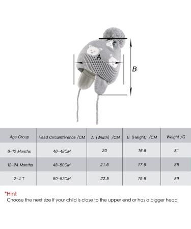 LANGZHEN Toddler Kids Winter Hat Earflap Knit Cap | Fleece Lined Beanie for Baby Boys Girls 2-4 Years - Light Grey-Bear - Buy Online on SooperMarket.com