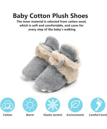 TMEOG Baby Booties Slippers | Infant Boots for First Walking | Winter Sock Crib Shoes | Boys Girls 0-18 Months | Light Grey White Furry - Buy Online on SooperMarket.com
