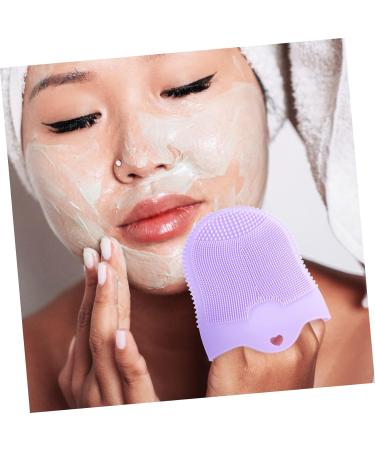 Beavorty Cleansing Massage Finger Cots Cleansing Facial Brush Skin face Scrubber for Women deep Cleaning Brush face wash Scrubber face Lotion for Women Silica Gel Makeup Remover Miss pores Violet 11.8X10CM - Buy Online on SooperMarket.com