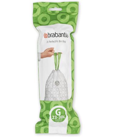 Brabantia PerfectFit Garbage Bags Multipack - Extra Strong (Code G 23L/30L) | 120 White Trash Bags with Train Tape - 6 Rolls - Buy Online on SooperMarket.com