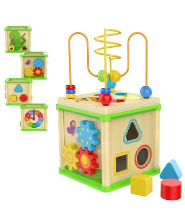 Top Bright Motoric Cube Motor Shots from 1 year of wood 5-in-1 game center activity pedagogical toys from 1 year of boys and girls gifts
