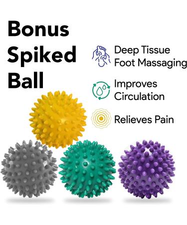 ProHeal Foot Rocker Calf Stretcher with Spiked Ball Massager for Plantar Fasciitis & Achilles Tendonitis - Blue/Yellow - Lower Leg Pain Relief - Buy Online on SooperMarket.com