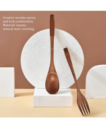 AIDIRui 8 Pcs Wooden 9 inchJapanese Spoon Fork Set Kitchen Tableware Natural Wood Cutlery Wooden Dinner Cutlery Set - Buy Online on SooperMarket.com