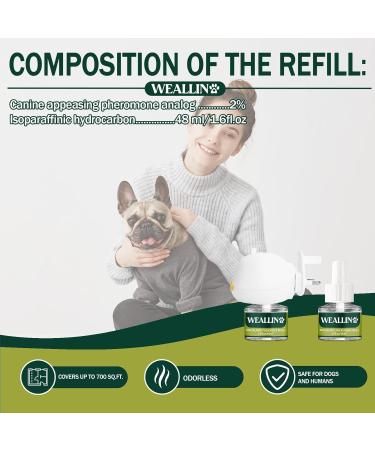 WEALLIN Calming Diffuser for Dogs Anxiety Relief 3-in-1 Dog Calming Plug In with 1 Diffuser +2 Refill 48ml Vial for 60-Day Use Calming Dog and Anxiety Relief Dog 1 diffuser 2 refills - Buy Online on SooperMarket.com