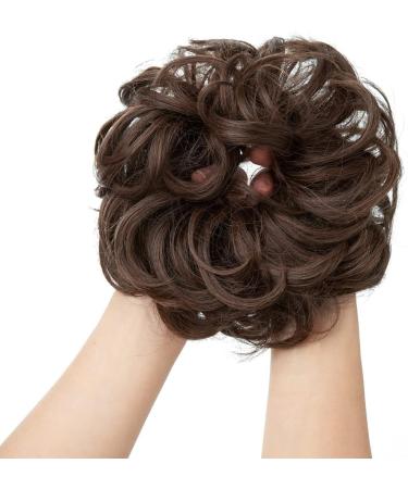 PORSMEER Messy Hair Buns Extensions- Curly Wavy Updo Scrunchies for Women, Medium Brown - Buy Online on SooperMarket.com