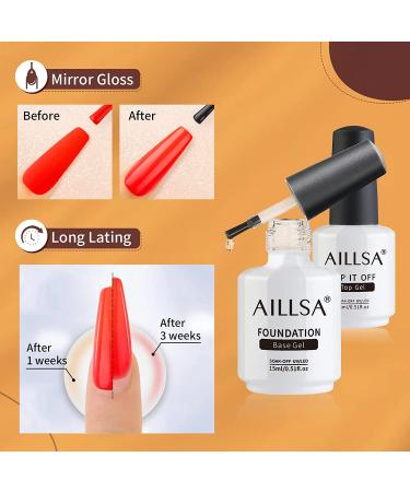 AILLSA 3PCS Base and Top Coat Set - No Wipe Matte & Mirror Gloss | Long-Lasting Gel Nail Polish | UV LED Soak Off | Nail Art DIY - Buy Online on SooperMarket.com