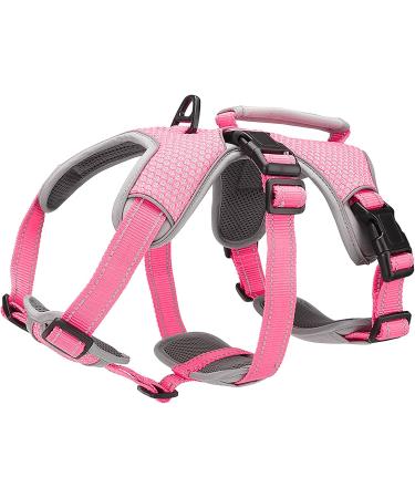 Belpro multi-purpose dog harness no breakdown no pulling reflective adjustable vest with durable handle dog dishes for large/active dogs (powder m) m (1 Pack) pink