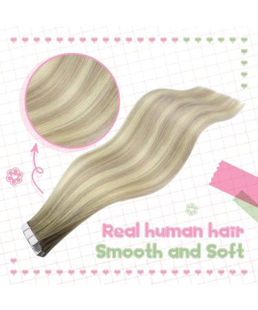 Shop Youngsee Real Hair Extensions - Tape Ombre Ash Blond to Platinum Blonde | 45cm 20pcs 50g #18/60 - Premium Quality Tape-In Hair Extensions - Buy Online on SooperMarket.com