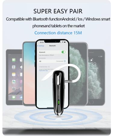 Ybtoo Bluetooth Headset V5.1 - Ultralight Wireless Handsfree Earpiece with Noise Cancellation Mic - Buy Online on SooperMarket.com