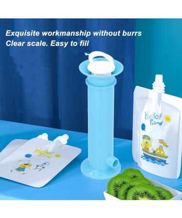 Squeeze Station 7pcs Baby Food Pouch Maker with Reusable Pouches - Portable DIY Fruit Puree Filler for Infants & Toddlers - Blue, Perfect for Outdoor Travel & Kindergarten - Buy Online on SooperMarket.com