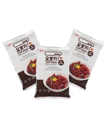 Topokki rice cake three -pack Jjajang in the bag - Korean Instant Rice Cake Pouch - Tteokbokki Korean rice cake - Black beans - OG Asia - 3x 120g Jjajang 3 Pack