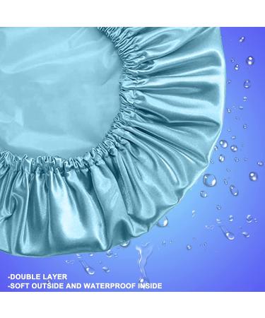 Smilco Reusable Waterproof Shower Caps for Women - 2 Pack EVA Hair Caps with Double Waterproof Layers for Hair Protection in Purple and Blue - Buy Online on SooperMarket.com