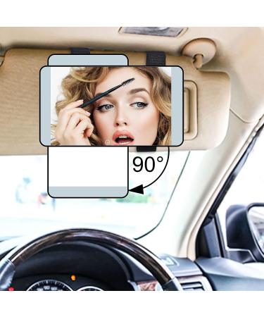 Rotating Lighted Makeup Mirror | LED Vanity Mirror for Car Visor | Dimmable Sunshade Mirror - Buy Online on SooperMarket.com