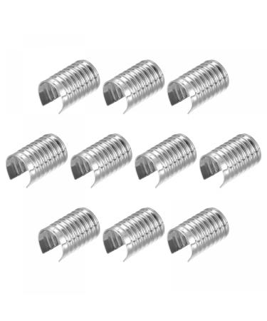 uxcell 100Pcs Leather Rope Clips  8x12.5mm Foldable Cylindrical Cord End Crimp for Lanyard  Tassel  DIY Crafts  Silver Tone Silver Tone 8x12.5mm