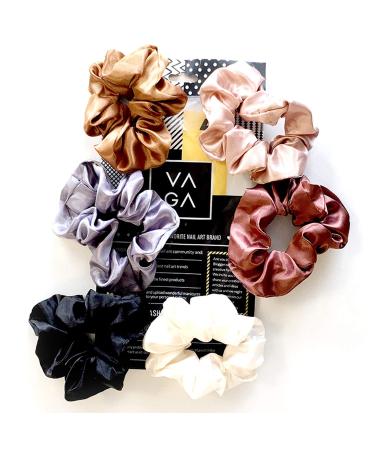 VAGA Cute Scrunchies Set - 6 Colors, Soft Hair Elastics, Ponytail Holder Pack - Satin Scrunchies for Thick Hair - Buy Online on SooperMarket.com
