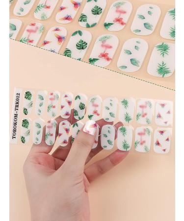 Semi Cured Gel Nail Strips in Blue - Long Lasting Waterproof Nail Wraps with Cuticle Stick, File, Wipes & Sealing - Pink Butterfly Design | EBANKU - Buy Online on SooperMarket.com