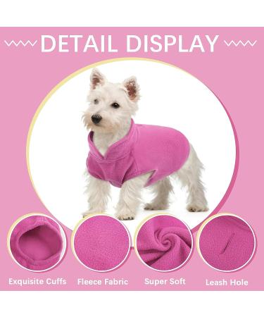 Pink Dog Fleece Vest with Turtleneck for Small Medium Dogs - Winter Jacket with Leash Hole - Buy Online on SooperMarket.com