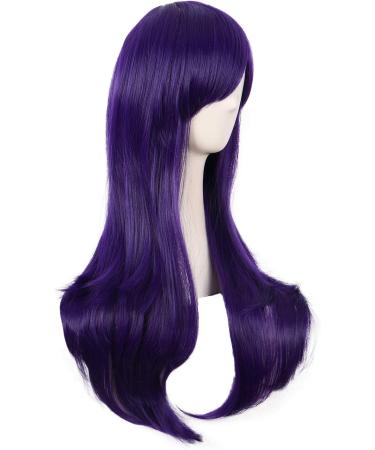 MapofBeauty 28 Inch Dark Purple Curly Hair Cosplay Wig for Women with Side Bangs - Buy Online on SooperMarket.com