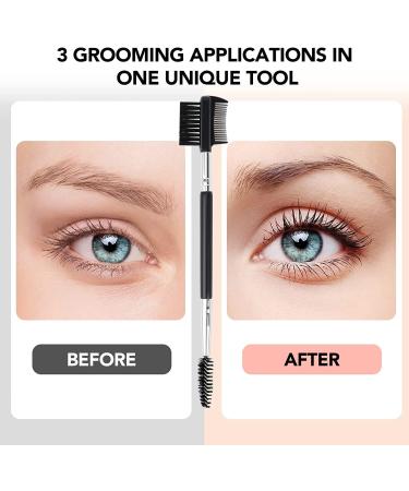 2pcs 3 Head Eyebrow & Eyelash Shaper with Double Head Brush | Includes 3 Different Spoolie Brushes for Makeup Grooming | EC-01 - Buy Online on SooperMarket.com