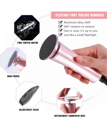 Electric Foot File Callus Remover - Professional Pedicure Tool with Adjustable Speed and 120 Replacement Sandpaper Discs - For Men and Women (Rose Gold) - Buy Online on SooperMarket.com