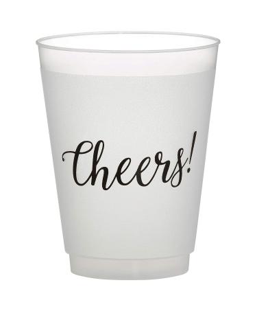 SB Design Studio Sips Drinkware-16-Ounce Frosted Plastic Cups, 8-Count, Cheers (D2205)