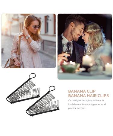 KALLORY 2pcs Vintage Stretch Banana Hair Clips | No Crease Hair Grip Styling Tool for Women - Black | 11.5X4.3X1CM - Buy Online on SooperMarket.com