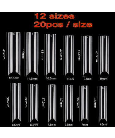 JZK 240x Clear C Curve Half Cover Square Nail Tips Extra Long For Acrylic Extensions Square False Finger Nail Tips For Gel And Acrylic Nails False Nail Extension Tips - Buy Online on SooperMarket.com