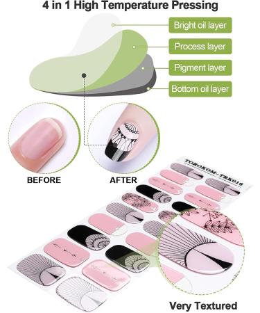EBANKU Purple Blue Semi Cured Gel Nail Strips | Long Lasting Waterproof Nail Wraps with Cuticle Stick, File, Wipes | UV/LED Lamp Required | Pink and Black - Buy Online on SooperMarket.com