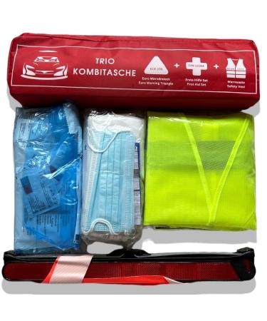 VZL KFZ AUTO AND CONTROMBITACH Auto 2024 T V tested including a warning triangle and warning vest car - car association box including first aid set auto 2024 (red)