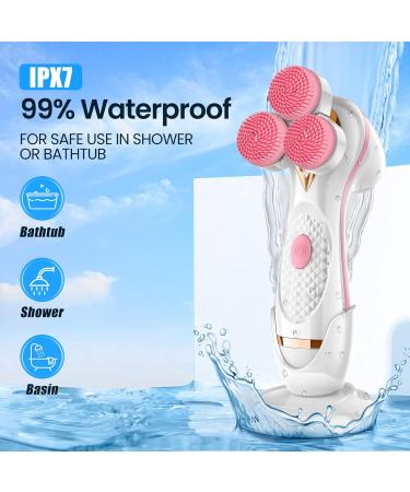 3D Facial Cleansing Brush Electric Face Scrubber with 3 Replacement Heads for Deep Cleaning|Gentle Exfoliate|Tighten Skin (Pink) - Buy Online on SooperMarket.com