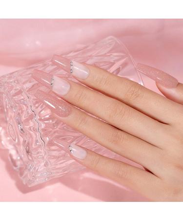 RARJSM Nude Rubber Base Gel Nail Polish - 15ml Iridescent Light Pink Rubber Builder Gel with Rainbow Glitter for French Manicure - Quick Extend & Soak Off - Buy Online on SooperMarket.com