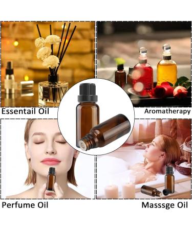 Alledomain 5Pcs 30ml Amber Glass Essential Oils Bottles with Black Cap/Dropper/Label Empty Bottle Refillable Sample Container for Massage oil/Aromatherapy/Perfume/Fragrance Oil 5pcs * 30ml - Buy Online on SooperMarket.com