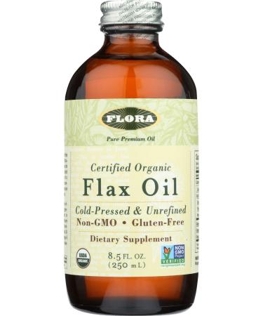 Flora Organic Flax Oil, 8.5 oz - Fresh Cold-Pressed & Pure - Non GMO & Gluten Free
