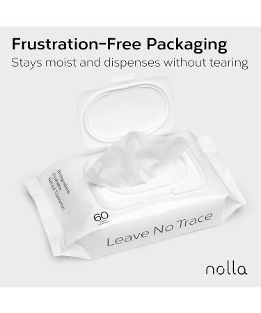 Nolla Flushable Wipes - 100% Plant-Based, Plastic-Free, Biodegradable - Unscented with Aloe & Vitamin E - Septic & Sewer Safe - 360 Count (6 Packs of 60) - Buy Online on SooperMarket.com