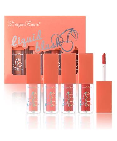 Liquid Blush for Cheeks Set of 4 Highlighter Makeup Blush Stick Natural Cream Face Cheek Tint Various Pink and Red Colors