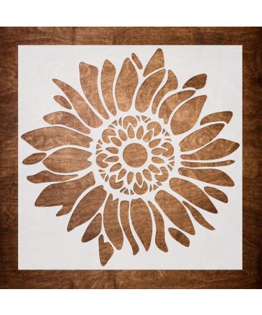 DLY LIFESTYLE Boho Sunflower Stencil for Painting on Wood, Canvas, Paper, Fabric, Walls and Furniture - Sunflower Stencil - 7x7 Inches - Reusable DIY Art and Craft Stencils - Flower Stencil Boho Sunflower 7"x7"