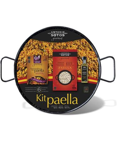 Paella Set | Antonio Sotos | Paella Pan, Paella Rice, Olive Oil, Paella Seasoning | Serves 6 People | Homemade Paella | Paella Kit