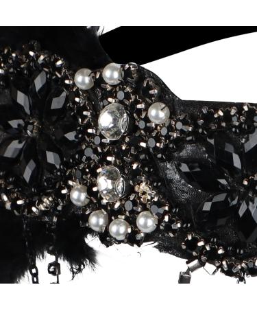 Feather Headband 1920s Flapper Headband Faux Pearls 1920s Flapper Headpiece Crystal Headband Fancy Dress Headwear Feather Vintage Headband for Women Hair Accessories for Cocktail Party Prom Wedding Black-2 - Buy Online on SooperMarket.com