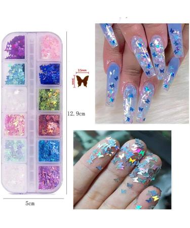 Kalolary Nail Art Kit with Butterfly Sequins, Dried Flowers, Foil, Shavings, Rhinestones, Tweezers, and Picker Pencil - DIY Female Nail Decoration - Buy Online on SooperMarket.com