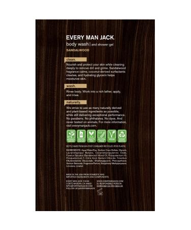 Every Man Jack Men's Body Wash Twin Pack - Sandalwood | 16.9oz x 2 Bottles | Parabens-Free, Dye-Free, Cruelty-Free - Buy Online on SooperMarket.com